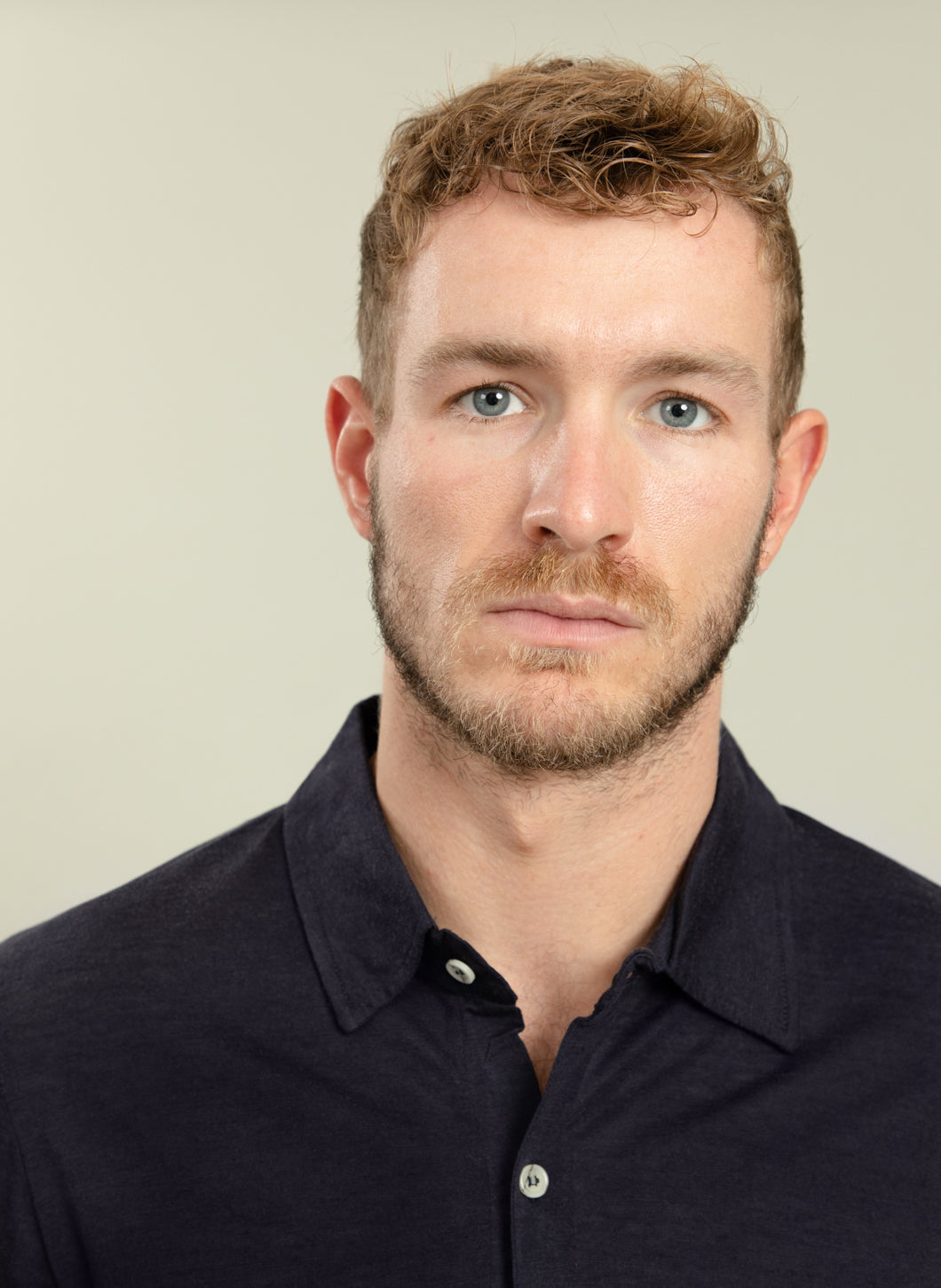Poloshirt in Navy Blue Eucalyptus & Wool