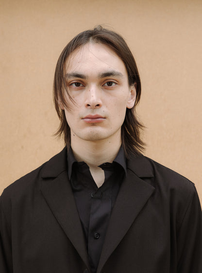 Belted Waist Blazer Jacket in Black Serge