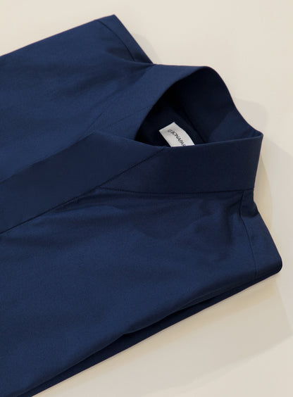 Origami Collar Shirt in Navy Blue Poplin