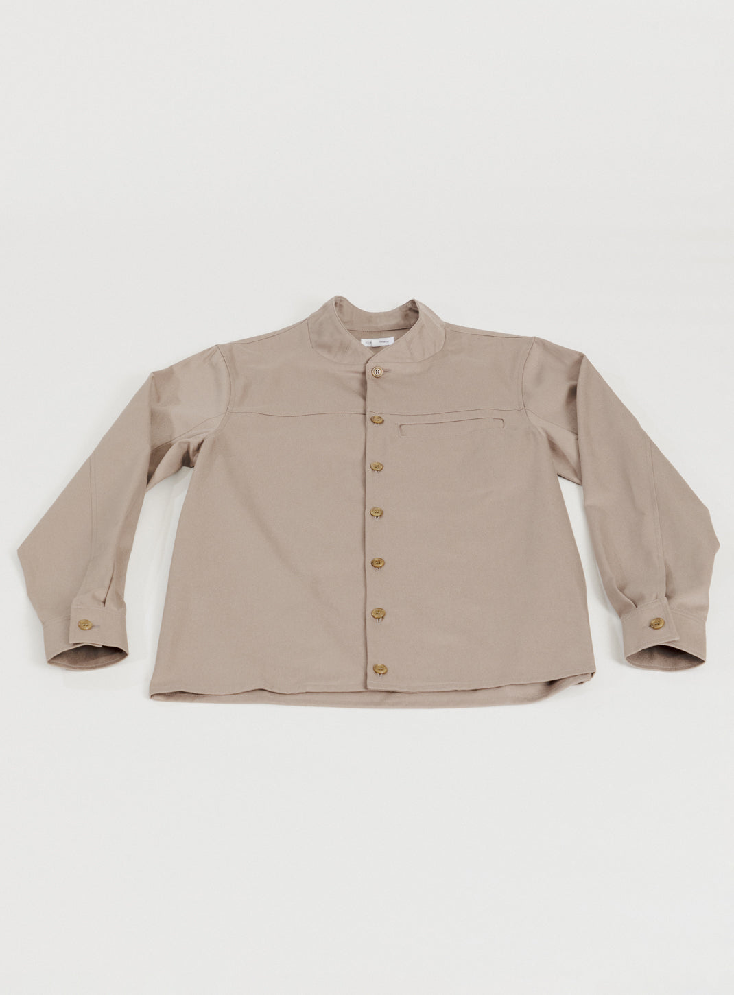 Murano Collar Overshirt in Khaki Cotton Gabardine