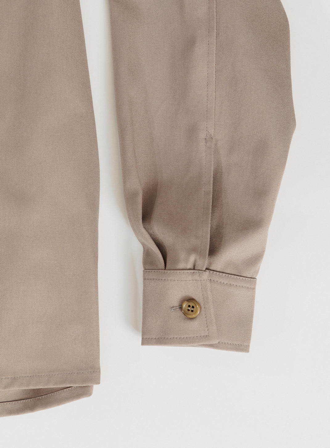 Murano Collar Overshirt in Khaki Cotton Gabardine