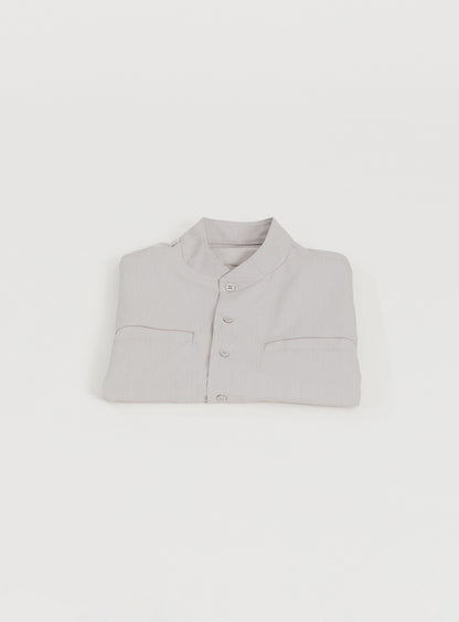 Murano Collar Overshirt in Greige Serge