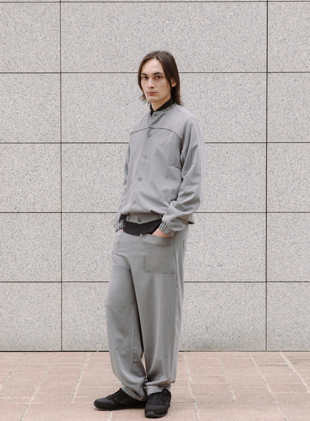 Varsity Jacket in Taupe Grey Serge