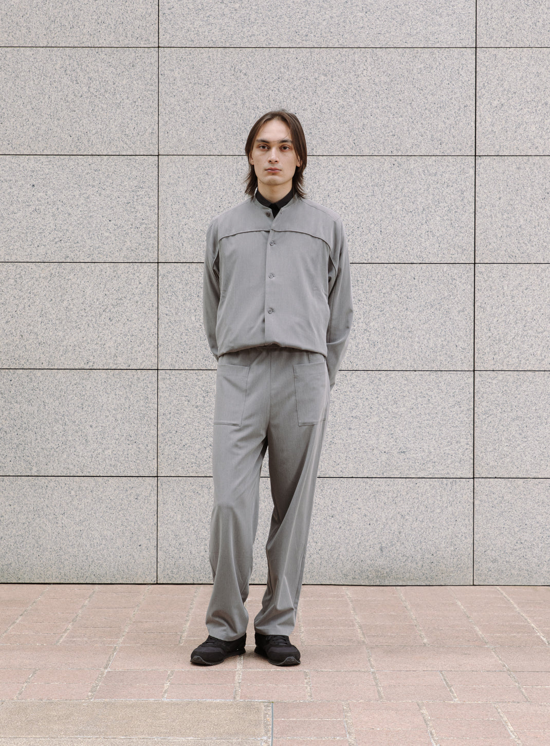 Varsity Jacket in Taupe Grey Serge