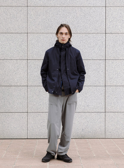 Multi Pocket Flapped Parka in Navy Blue Teflon