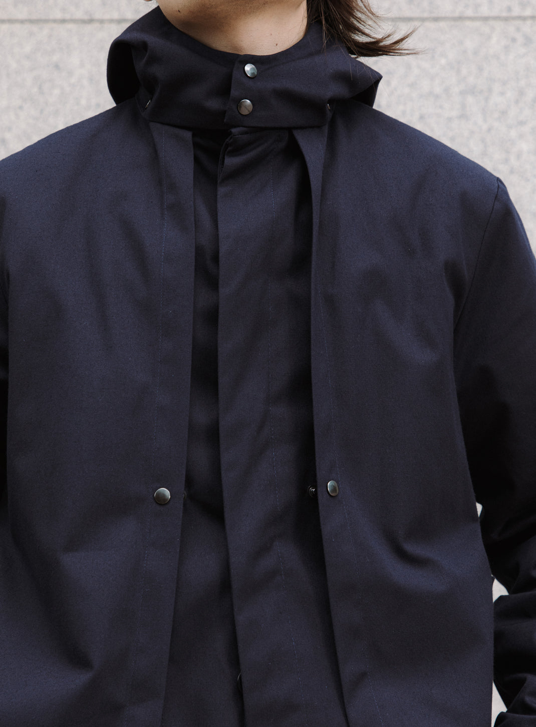 Multi Pocket Flapped Parka in Navy Blue Teflon