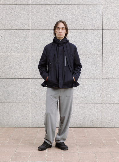 Multi Pocket Flapped Parka in Navy Blue Teflon