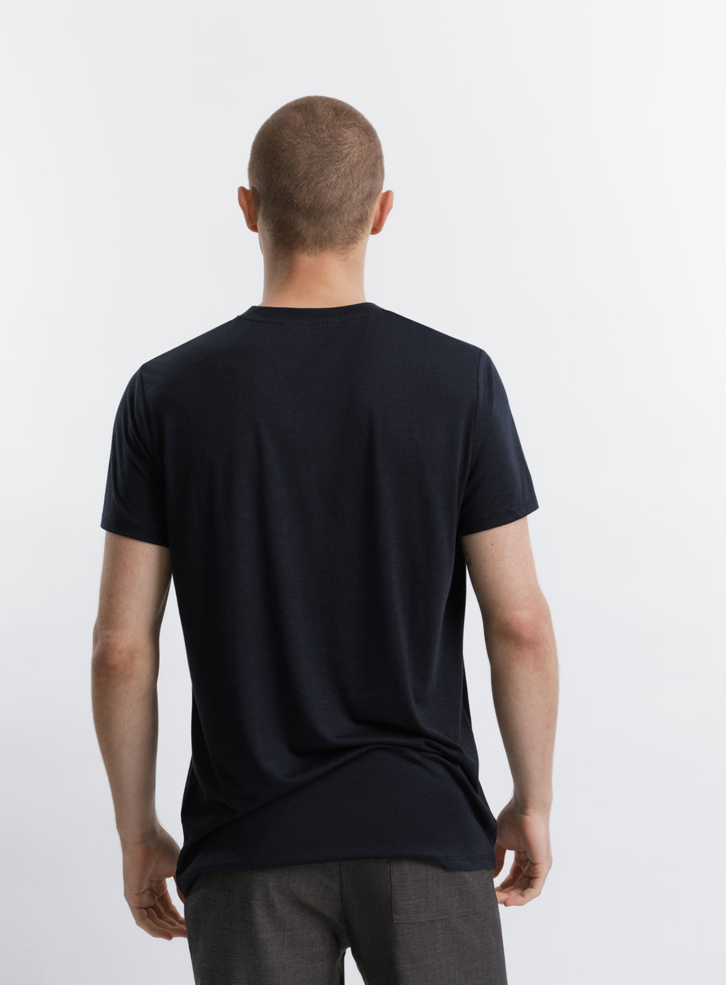 Short Sleeve T-Shirt in Navy Blue Eucalyptus & Cotton