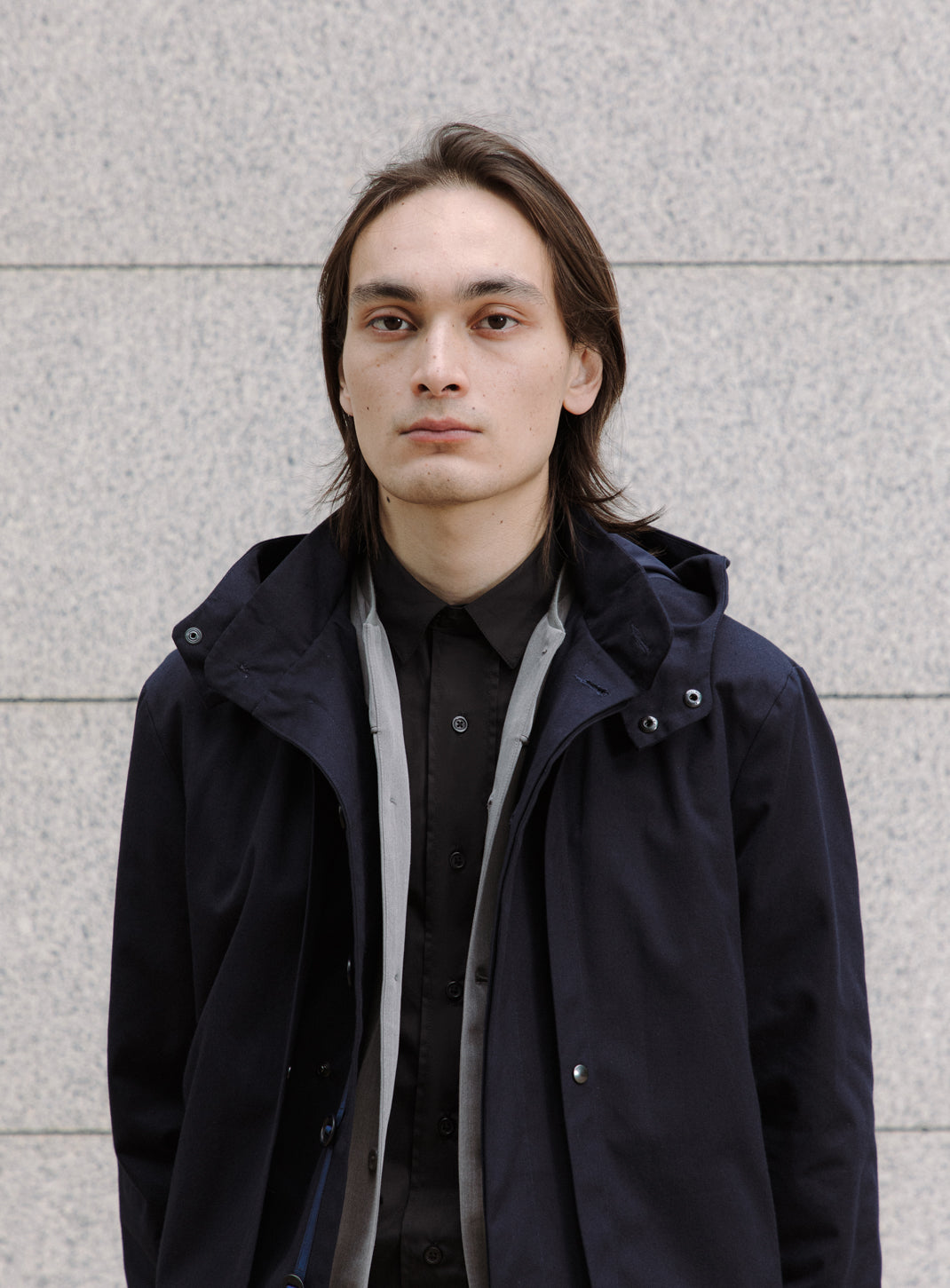 Multi Pocket Flapped Parka in Navy Blue Teflon