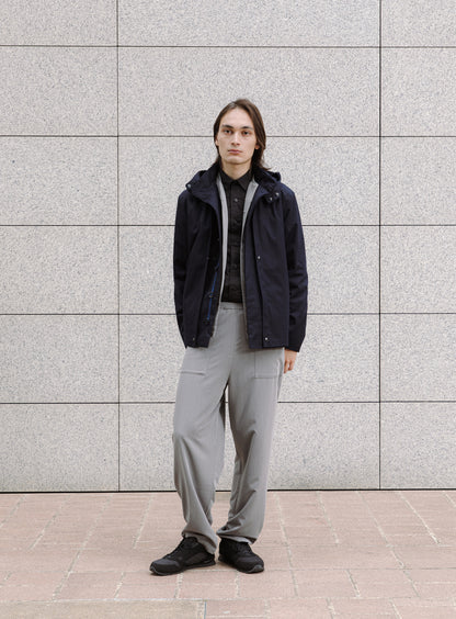 Multi Pocket Flapped Parka in Navy Blue Teflon