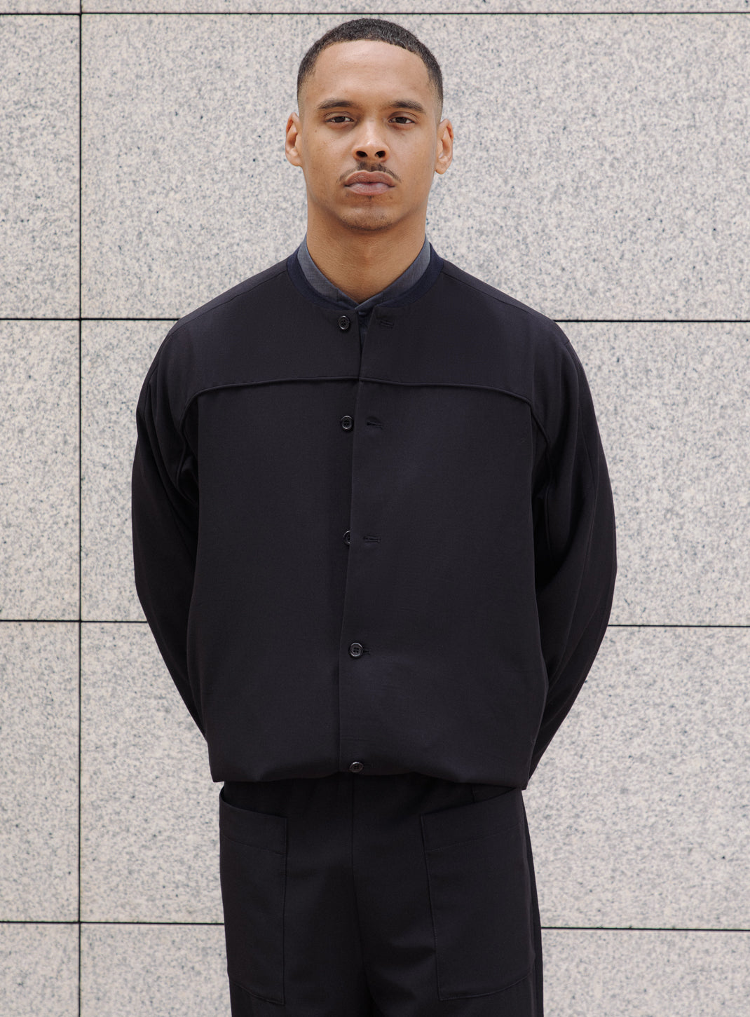 Varsity Jacket in Navy Blue Serge