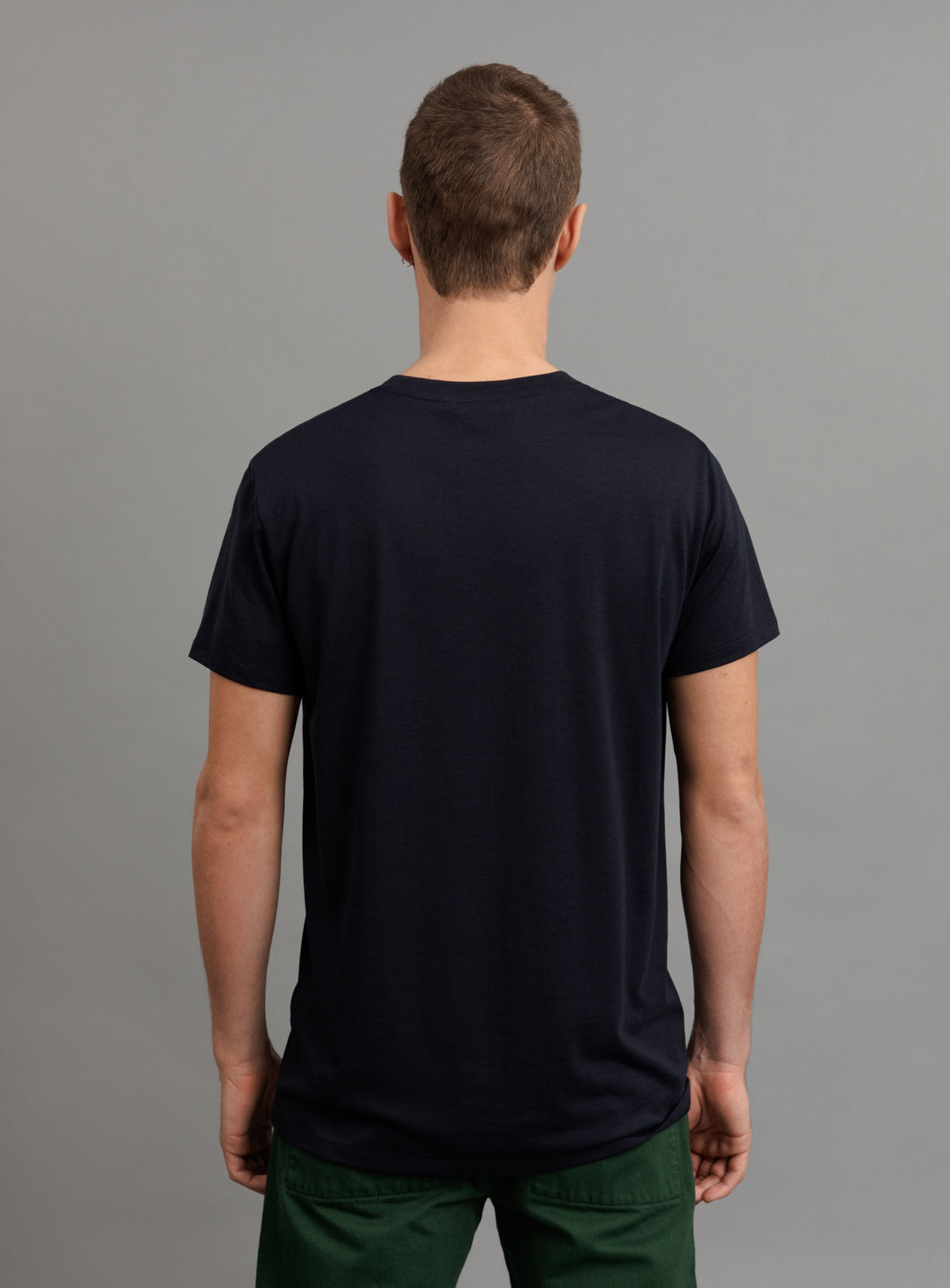 Short Sleeve T-Shirt in Navy Blue Eucalyptus & Cotton