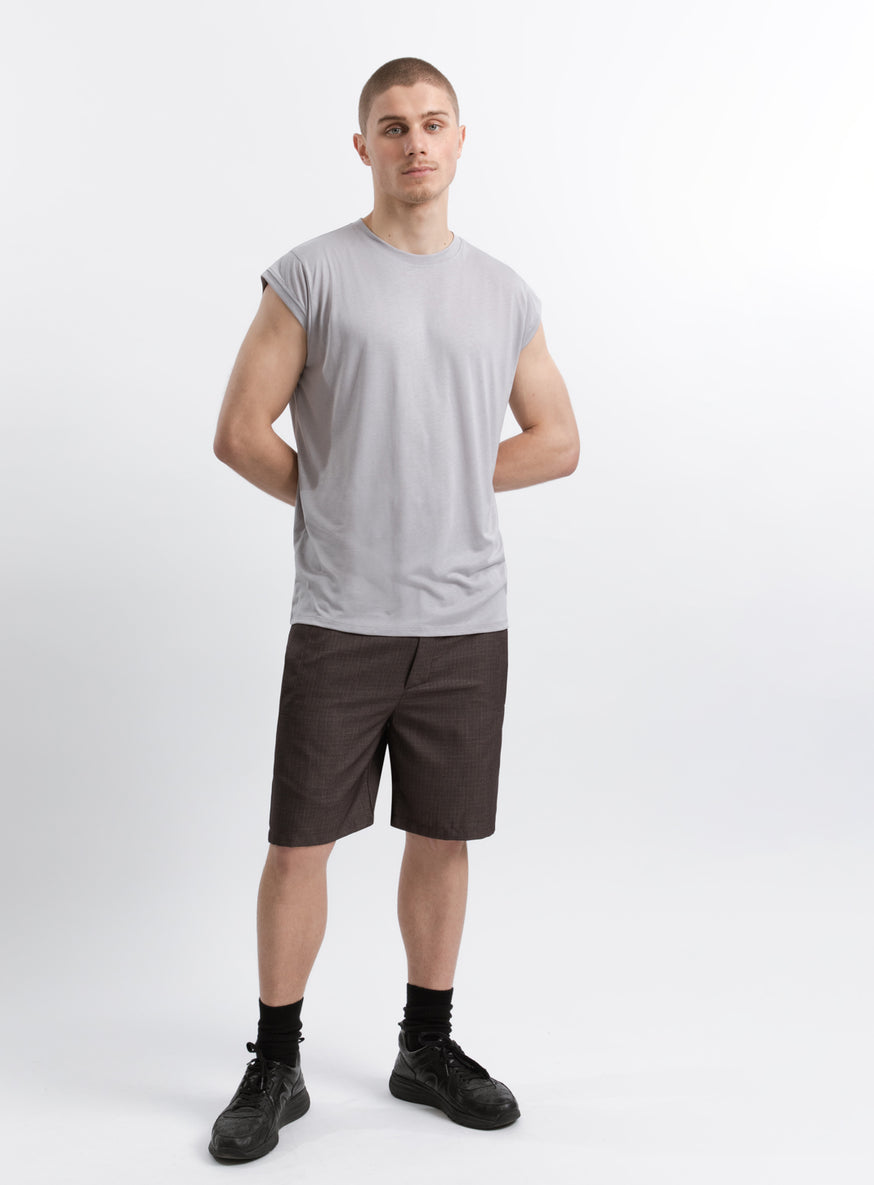 Sleeveless T-Shirt in Pearl Grey Eucalyptus & Cotton