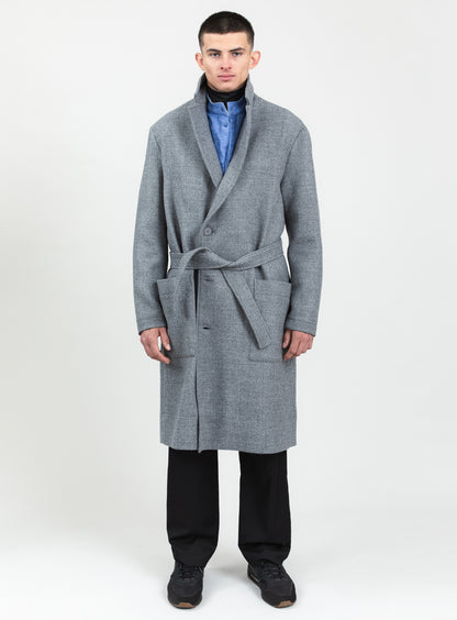 Manteau Peignoir en 100 % Laine d'Italie Gris Clair