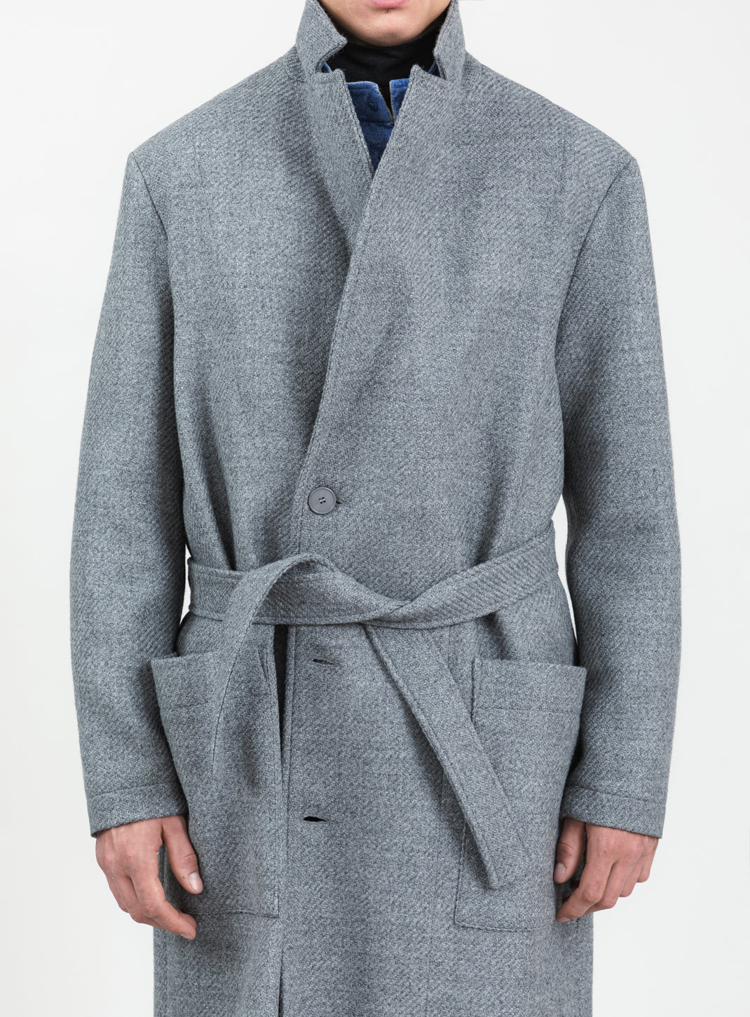 Manteau Peignoir en 100 % Laine d'Italie Gris Clair