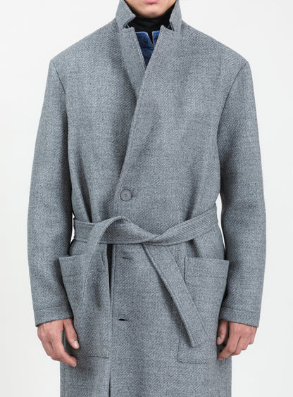 Manteau Peignoir en 100 % Laine d'Italie Gris Clair