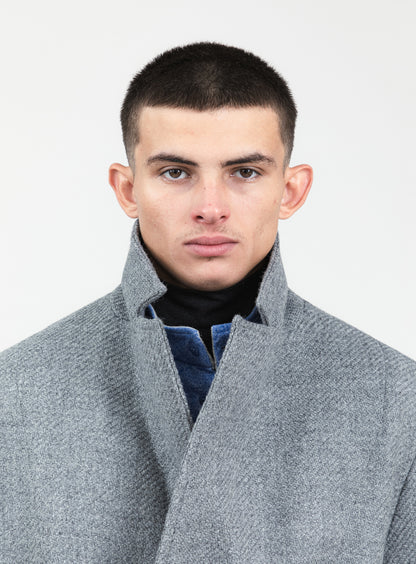 Manteau Peignoir en 100 % Laine d'Italie Gris Clair