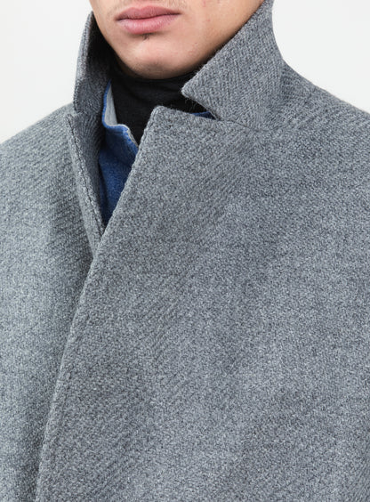 Manteau Peignoir en 100 % Laine d'Italie Gris Clair