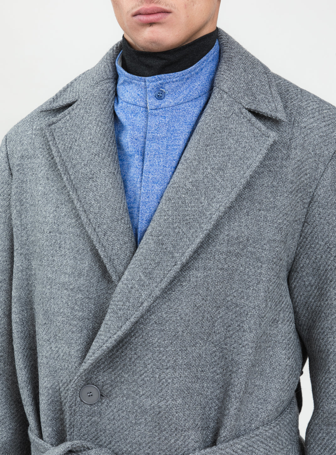 Manteau Peignoir en 100 % Laine d'Italie Gris Clair
