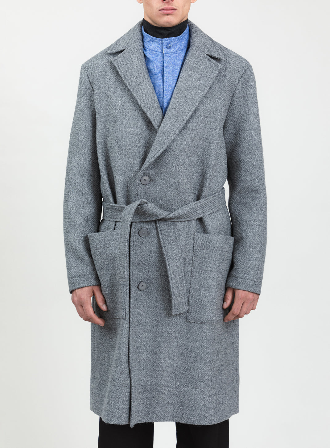 Manteau Peignoir en 100 % Laine d'Italie Gris Clair