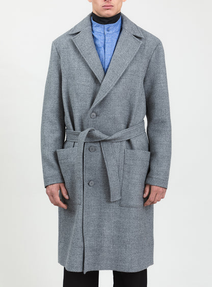 Manteau Peignoir en 100 % Laine d'Italie Gris Clair