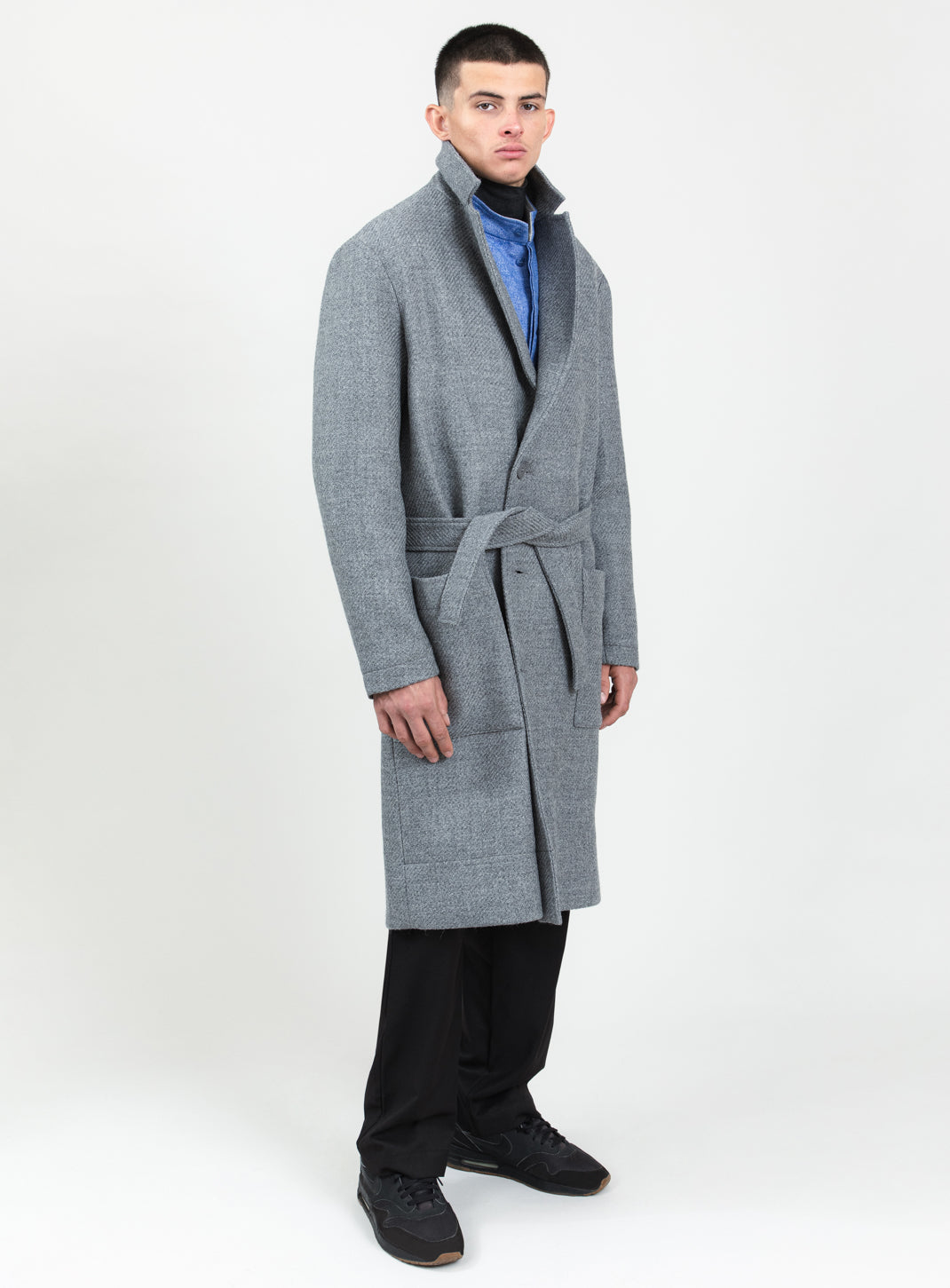 Manteau Peignoir en 100 % Laine d'Italie Gris Clair