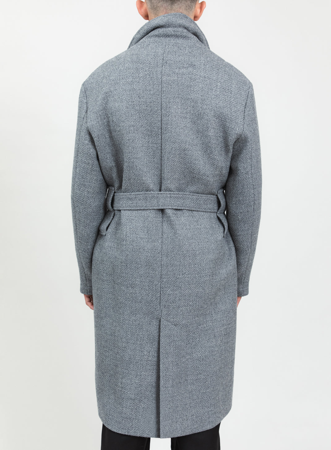 Manteau Peignoir en 100 % Laine d'Italie Gris Clair