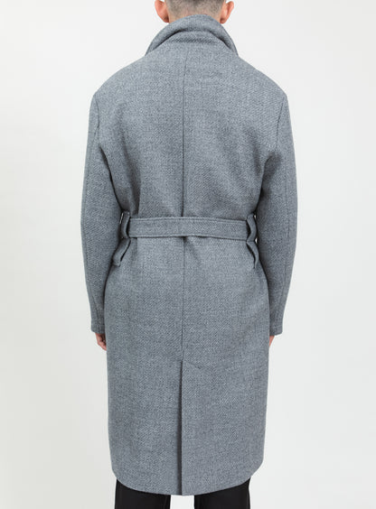 Manteau Peignoir en 100 % Laine d'Italie Gris Clair