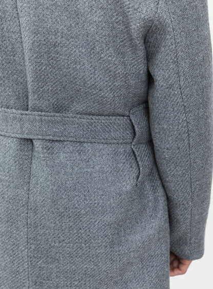 Manteau Peignoir en 100 % Laine d'Italie Gris Clair