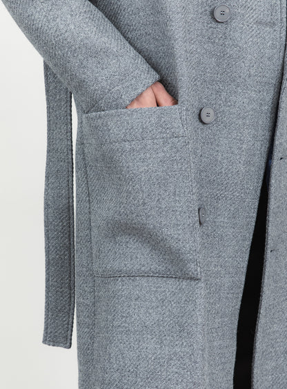 Manteau Peignoir en 100 % Laine d'Italie Gris Clair