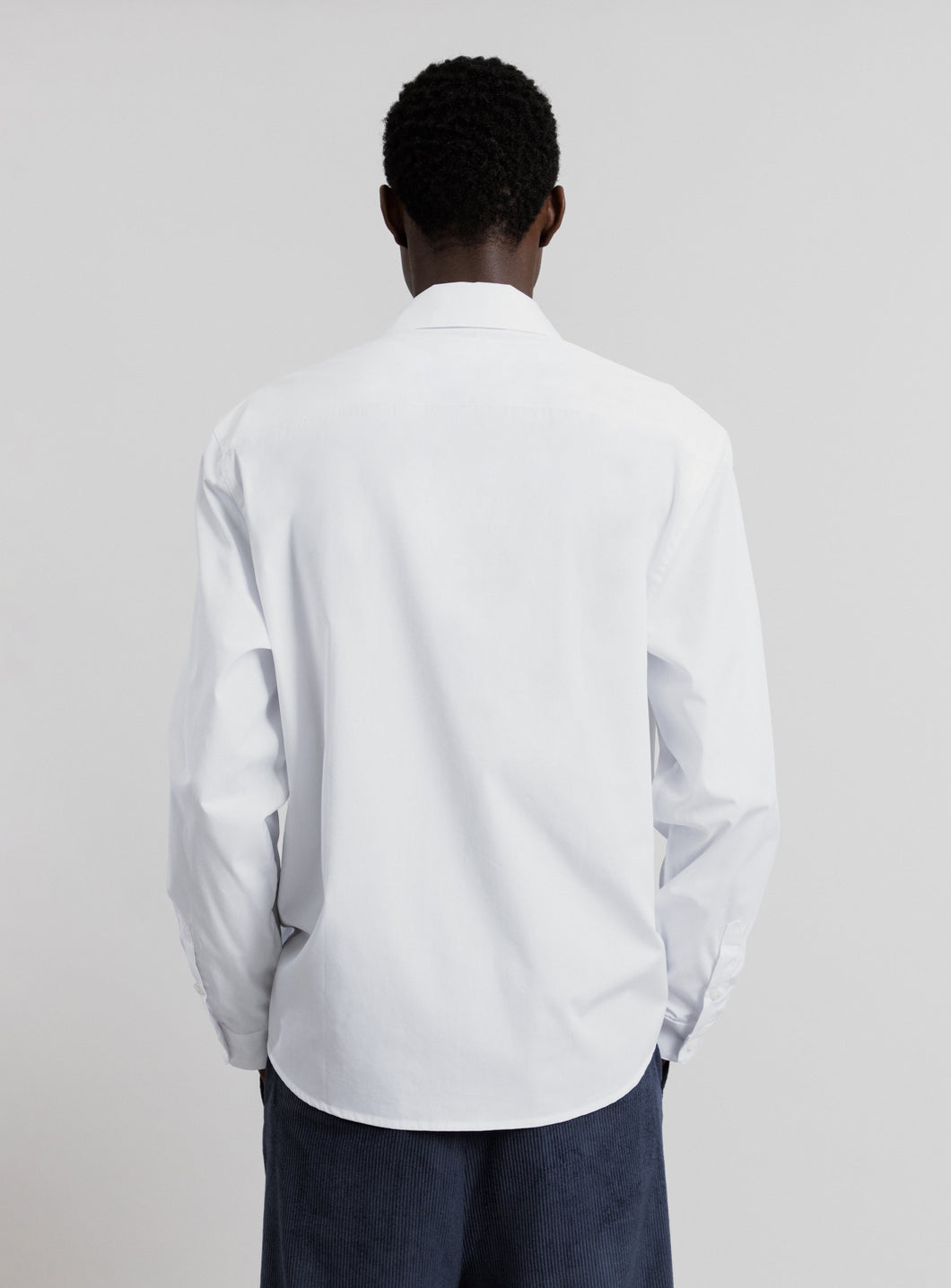 Graphic Tab Shirt in White Poplin