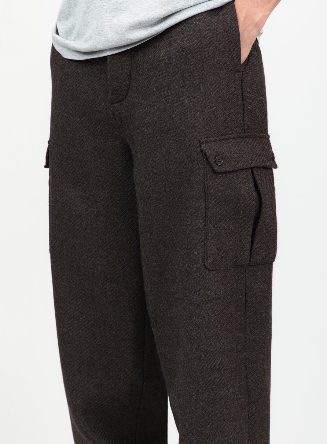 Cargo Pants in Chocolate 100% Italian Wool