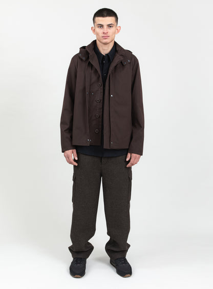 Multi Pockets Flapped Parka in Chocolate Waterproof Teflon