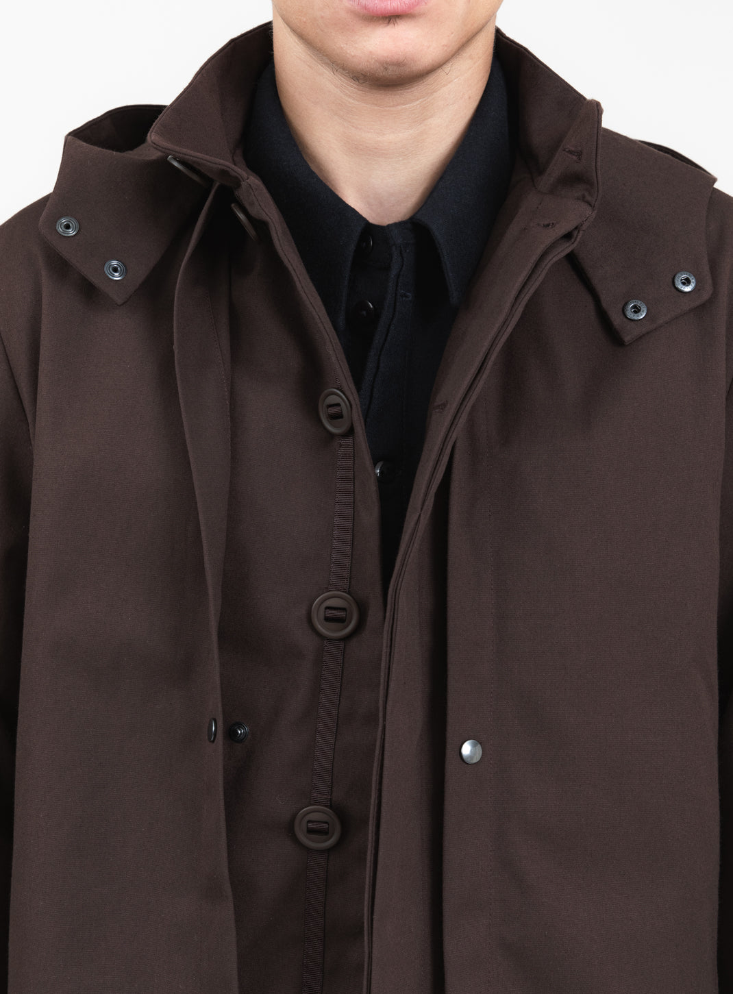 Multi Pockets Flapped Parka in Chocolate Waterproof Teflon