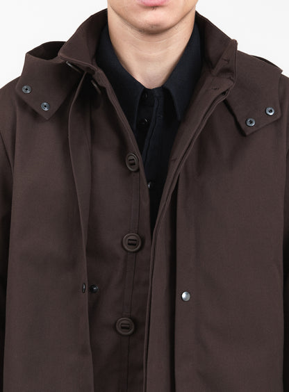 Multi Pockets Flapped Parka in Chocolate Waterproof Teflon
