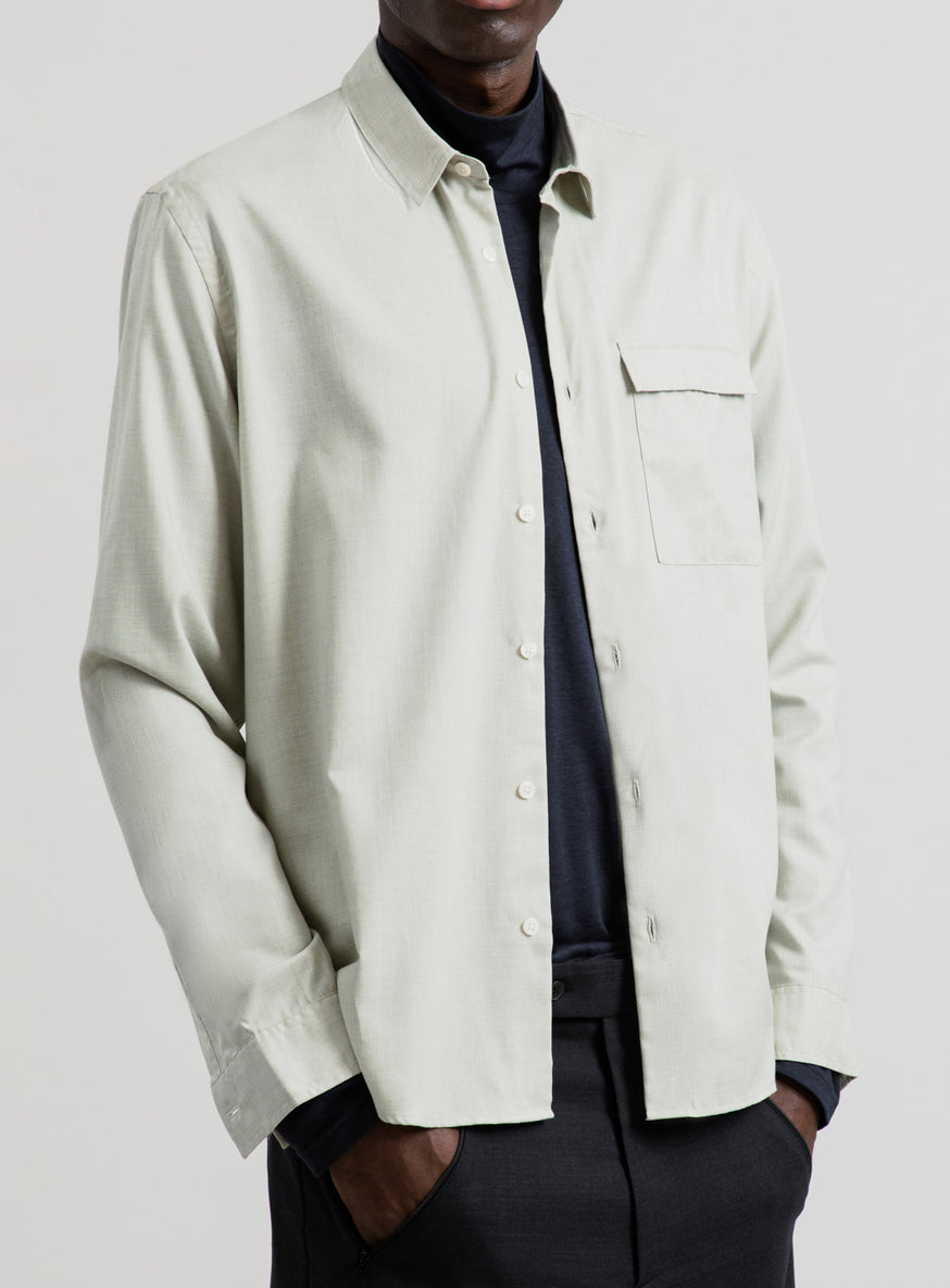 Shirt with Chest Pocket in Almond End-on-End