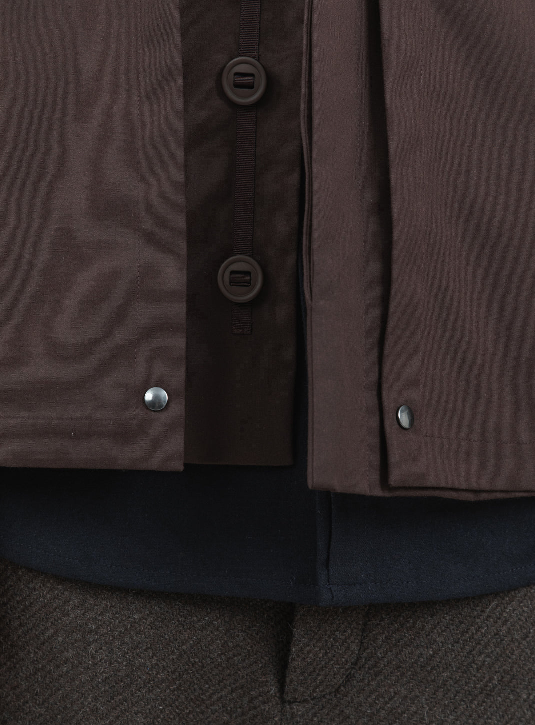 Multi Pockets Flapped Parka in Chocolate Waterproof Teflon