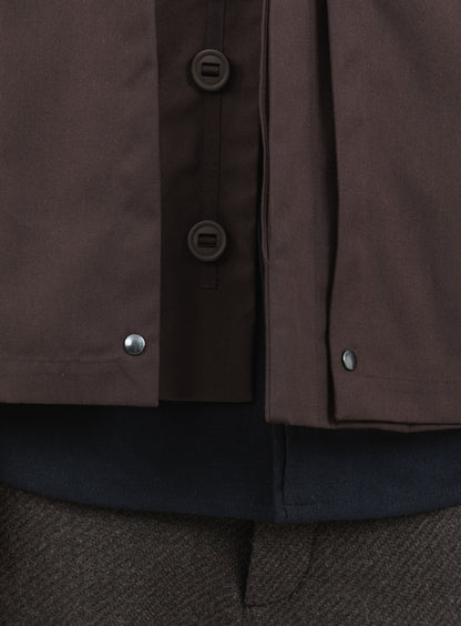 Multi Pockets Flapped Parka in Chocolate Waterproof Teflon