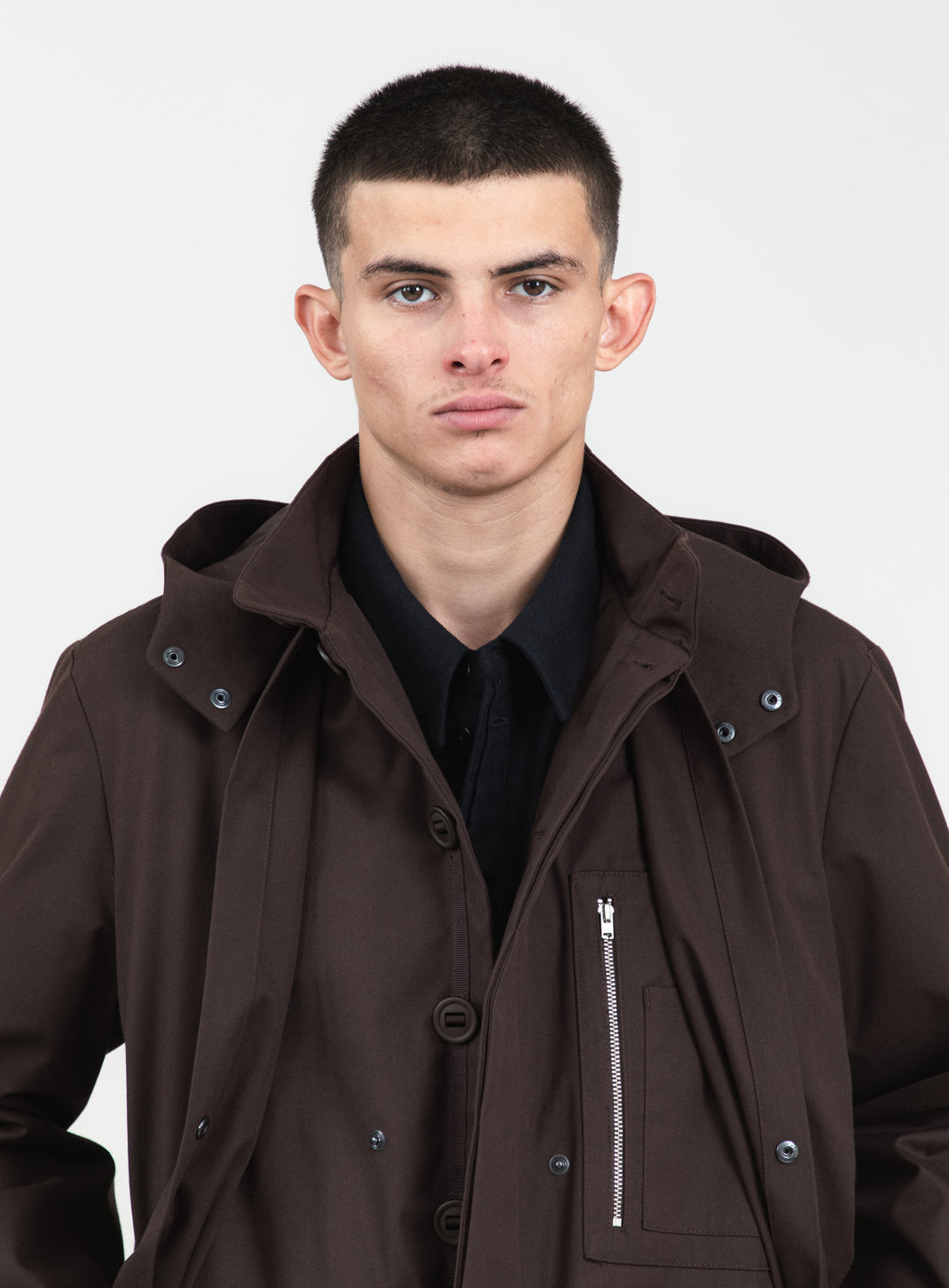 Multi Pockets Flapped Parka in Chocolate Waterproof Teflon