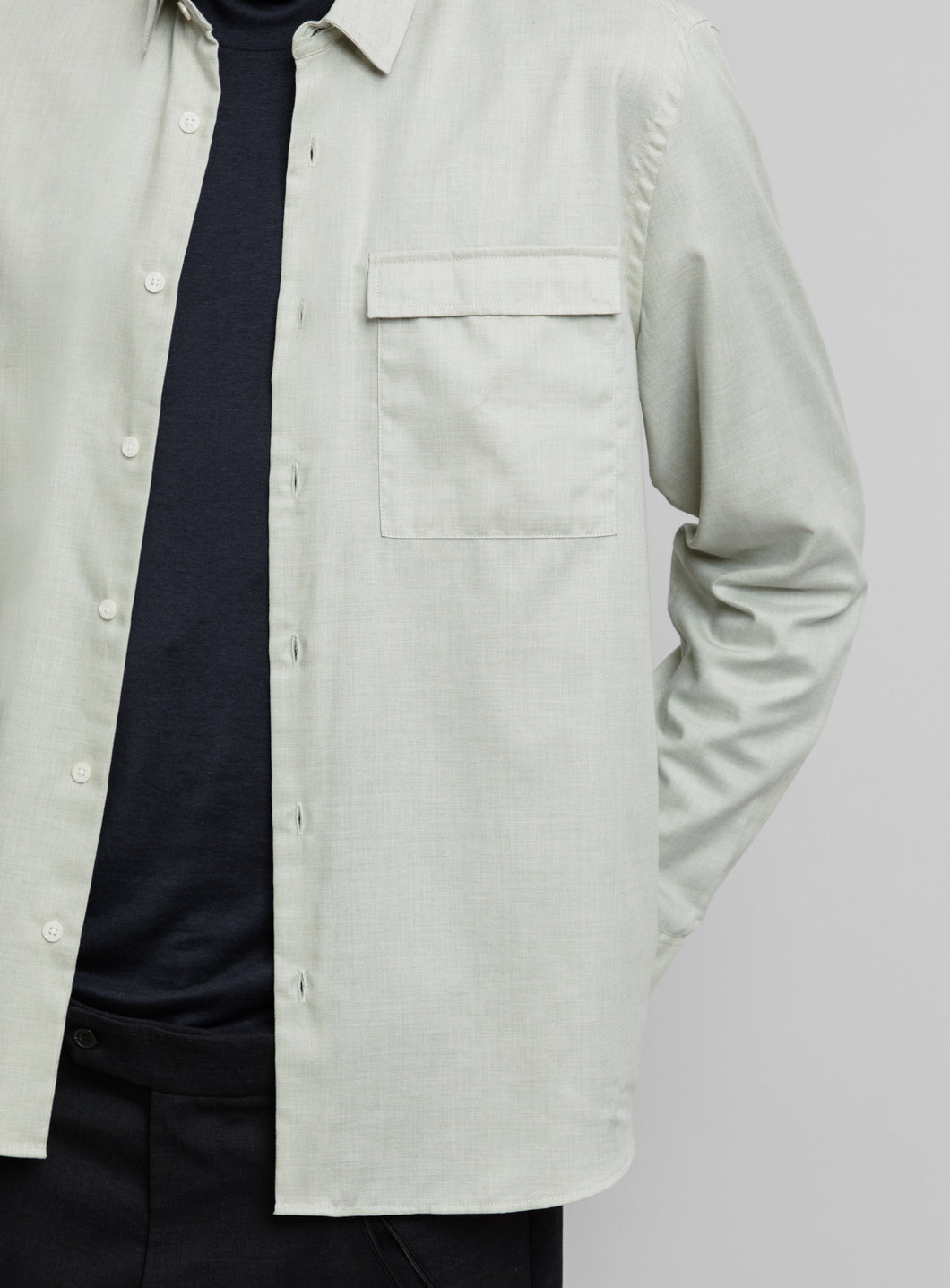 Shirt with Chest Pocket in Almond End-on-End