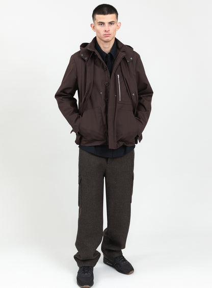 Multi Pockets Flapped Parka in Chocolate Waterproof Teflon