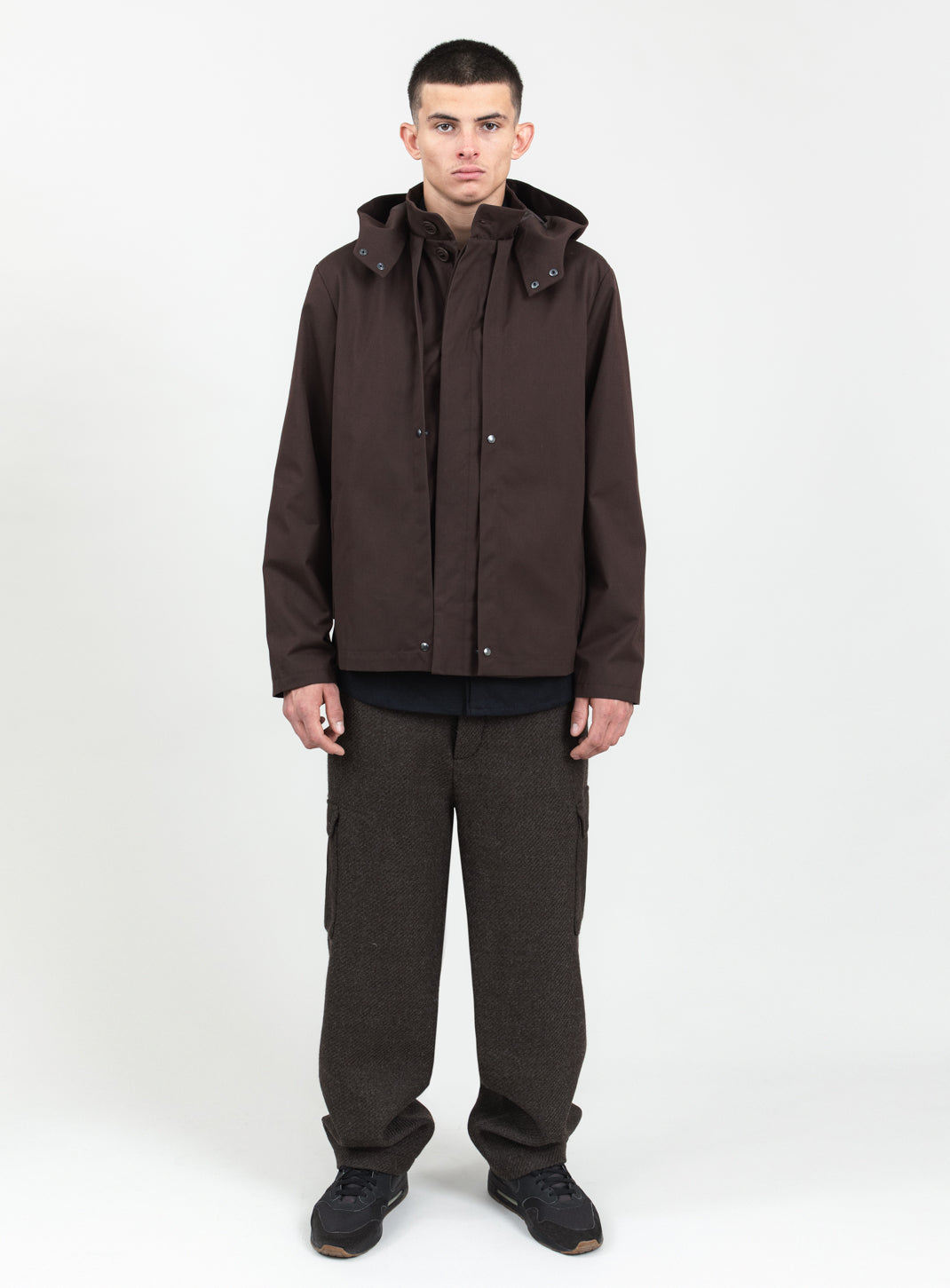 Multi Pockets Flapped Parka in Chocolate Waterproof Teflon