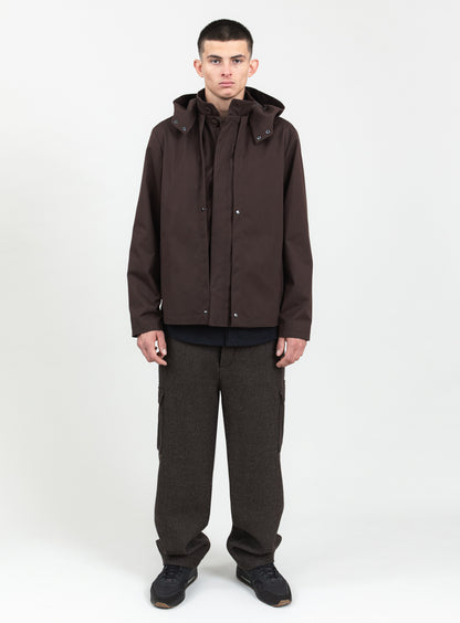 Multi Pockets Flapped Parka in Chocolate Waterproof Teflon