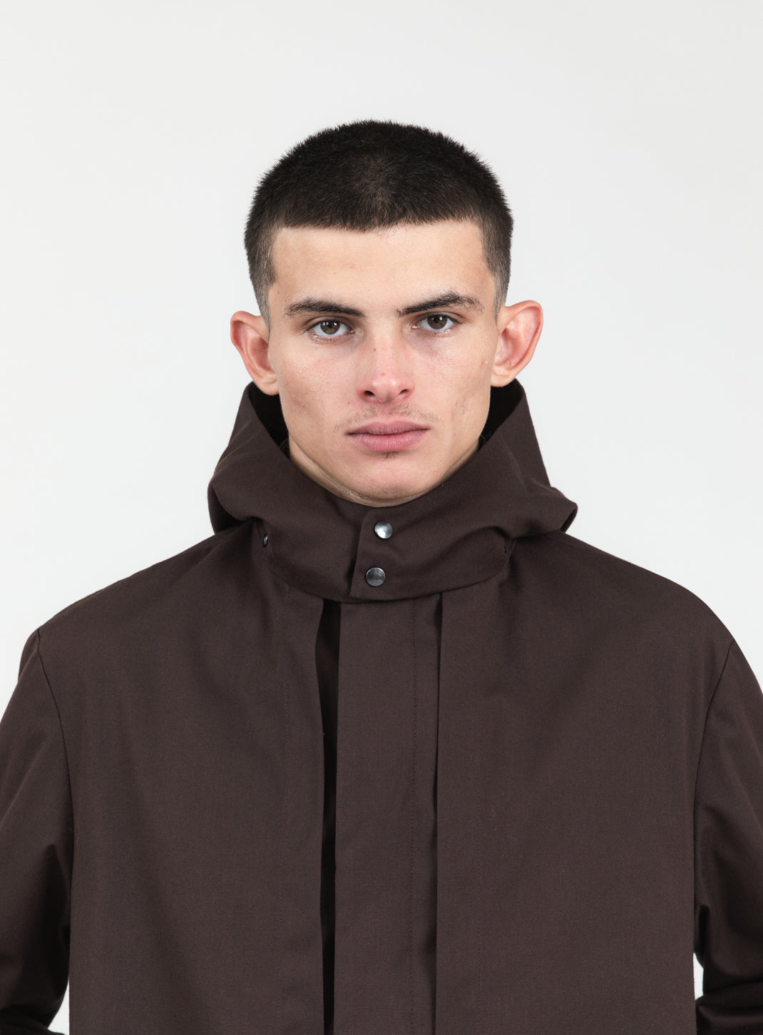 Multi Pockets Flapped Parka in Chocolate Waterproof Teflon