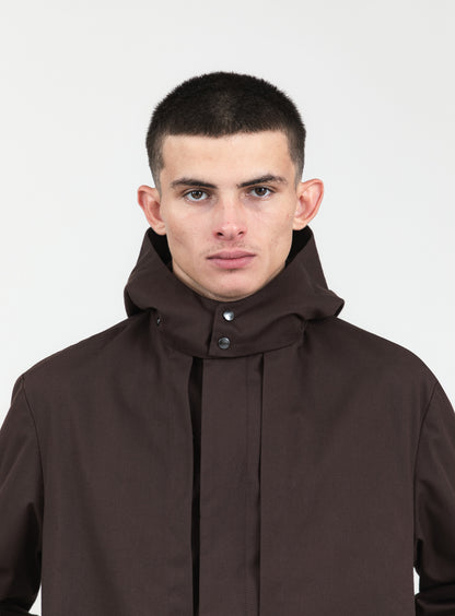 Multi Pockets Flapped Parka in Chocolate Waterproof Teflon