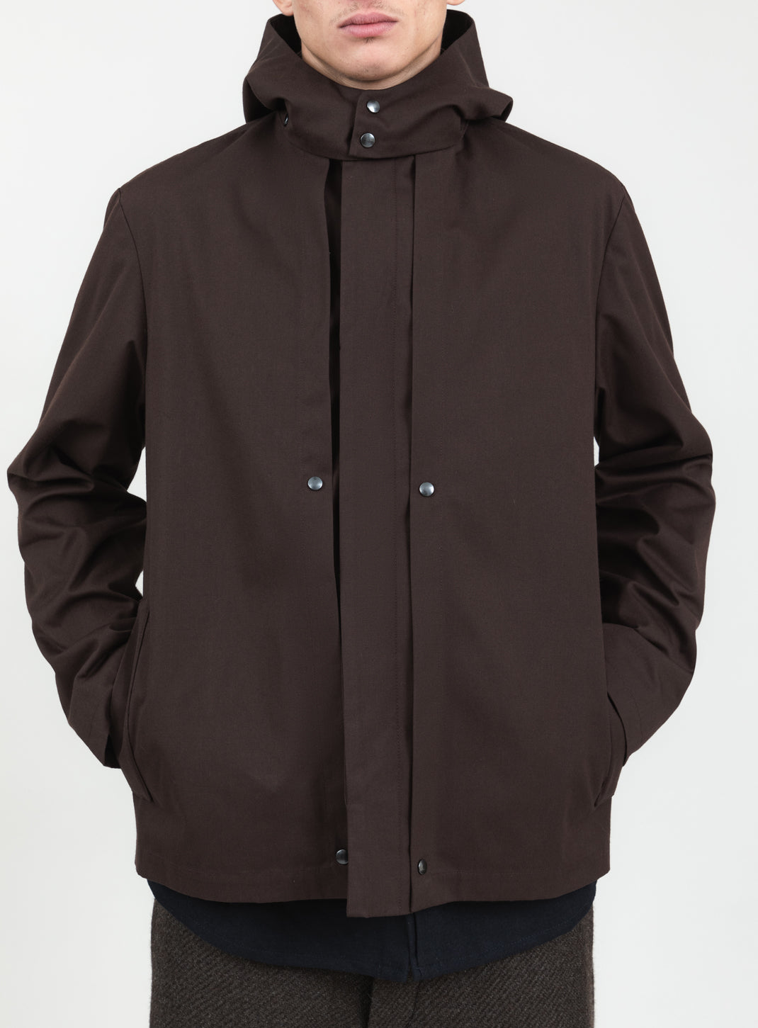 Multi Pockets Flapped Parka in Chocolate Waterproof Teflon