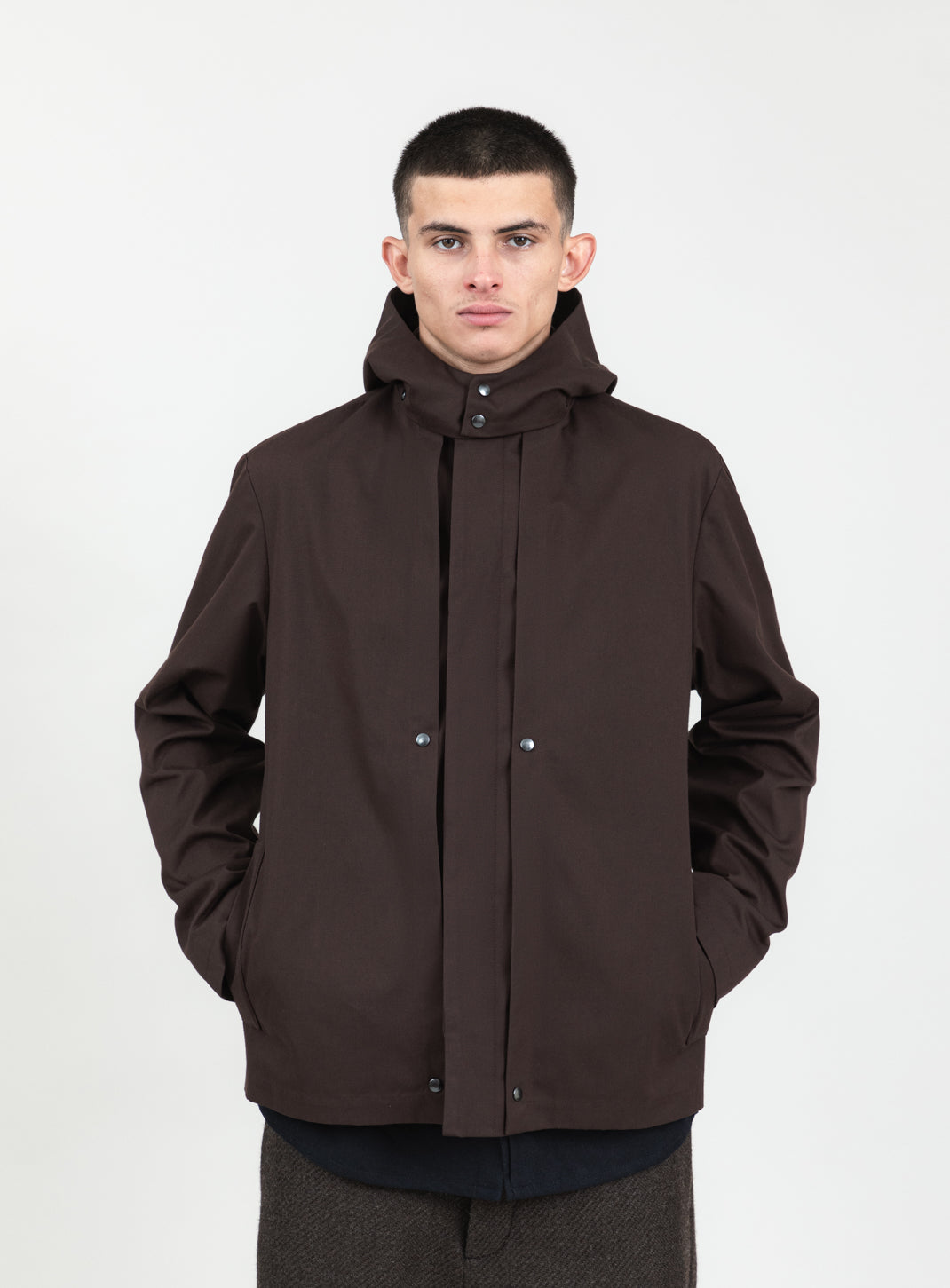 Multi Pockets Flapped Parka in Chocolate Waterproof Teflon