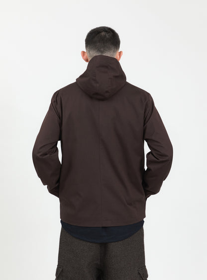 Multi Pockets Flapped Parka in Chocolate Waterproof Teflon