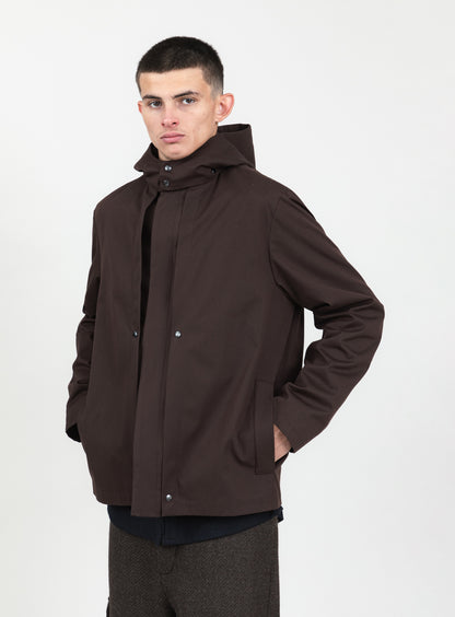 Multi Pockets Flapped Parka in Chocolate Waterproof Teflon
