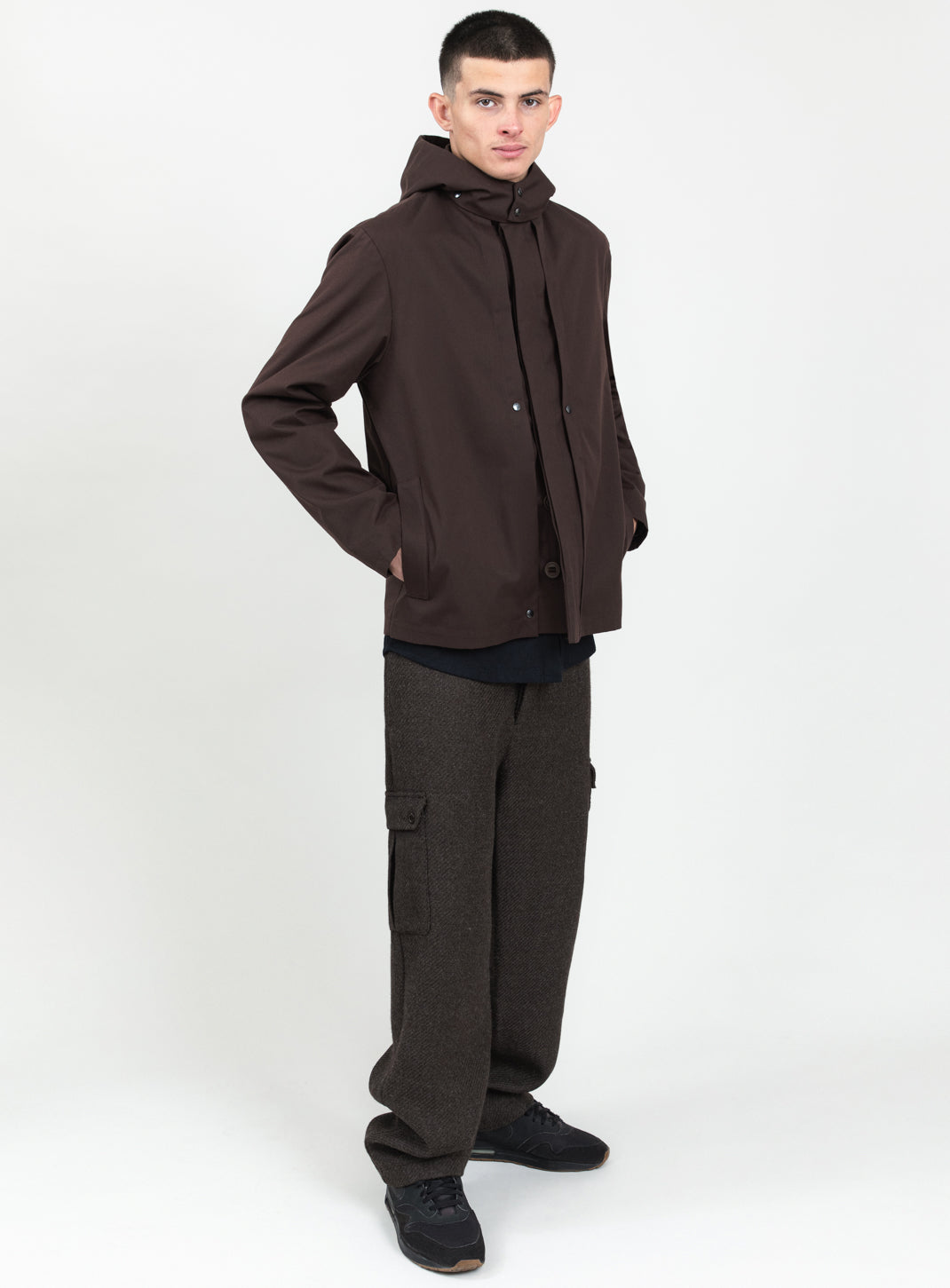 Multi Pockets Flapped Parka in Chocolate Waterproof Teflon